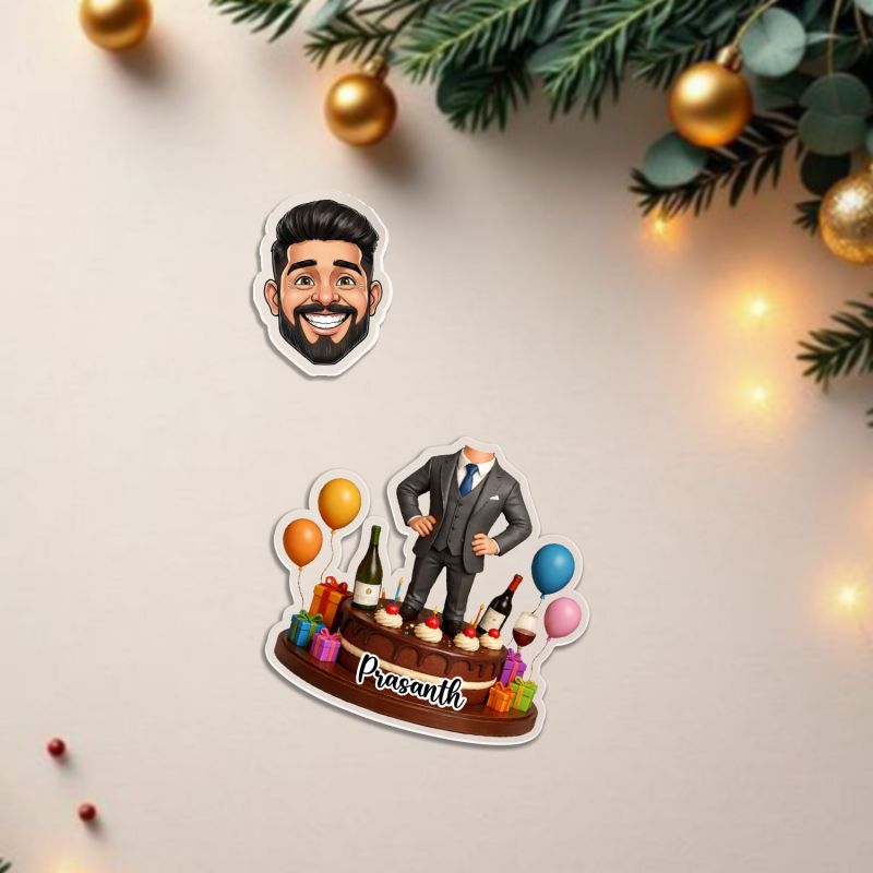 Personalized Birthday Boy Bobblehead Caricature Tabletop with Battery Powered Shaking Head Gift for Husband, Father, Brother, or Boyfriend Decorative Desk Accessory